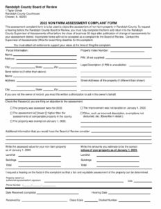 2022 BOR Complaint Form – Randolph County, Illinois